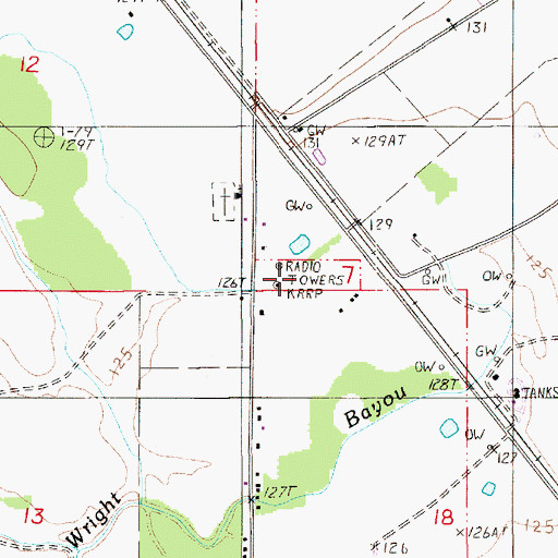 Topographic Map of KRRP-AM (Coushatta), LA