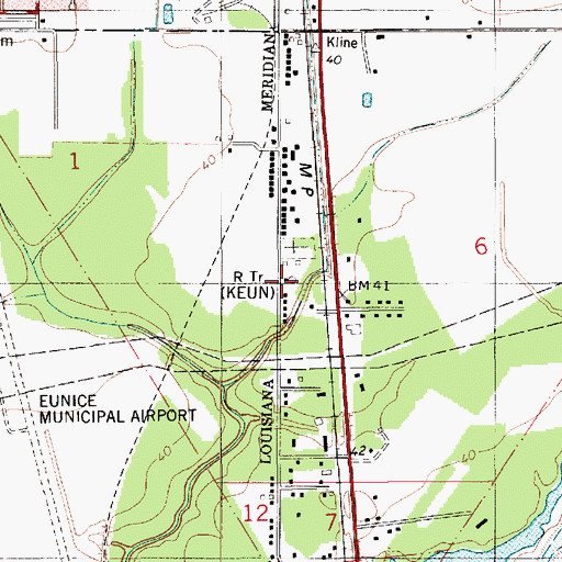 Topographic Map of KEUN-AM (Eunice), LA