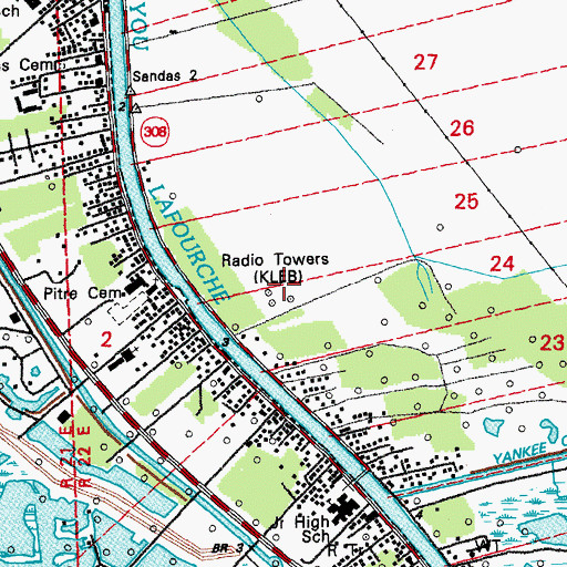 Topographic Map of KLEB-AM (Golden Meadow), LA