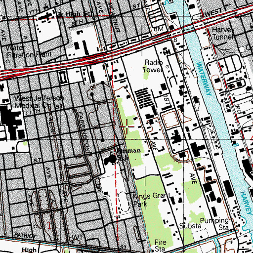 Topographic Map of KGLA-AM (Gretna), LA