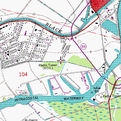Topographic Map of KJIN-AM (Houma), LA