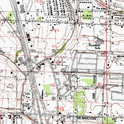 Topographic Map of KACY-AM (Lafayette), LA