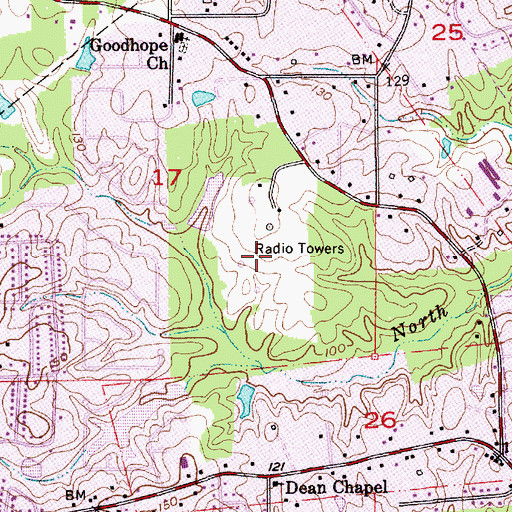 Topographic Map of KNOE-AM (Monroe), LA