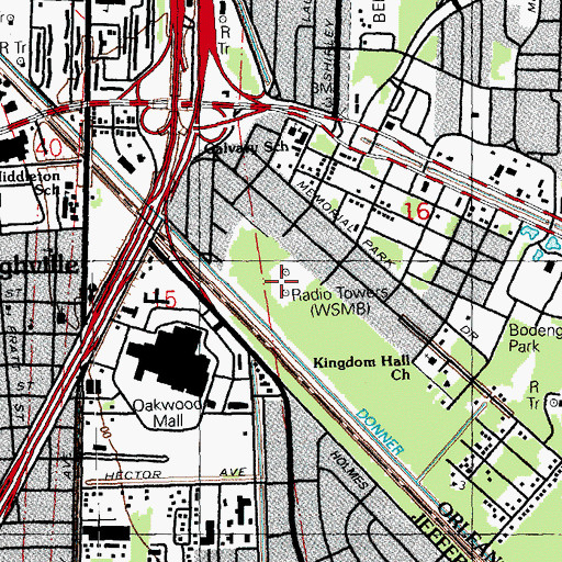 Topographic Map of WSMB-AM (New Orleans), LA