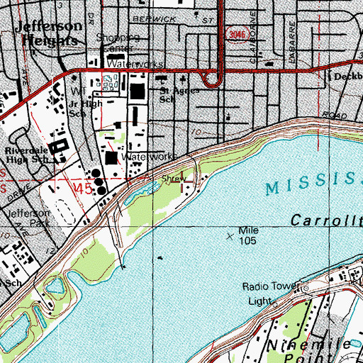 Topographic Map of WVOG-AM (New Orleans), LA