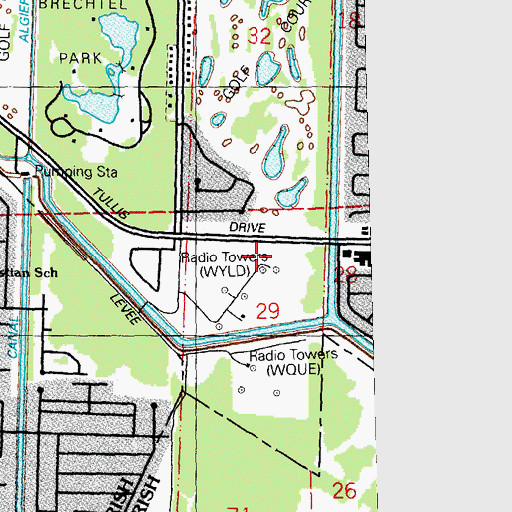 Topographic Map of WYLD-AM (New Orleans), LA