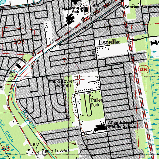 Topographic Map of WSHO-AM (New Orleans), LA