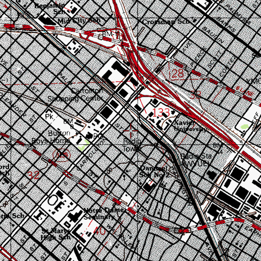Topographic Map of WBYU-AM (New Orleans), LA
