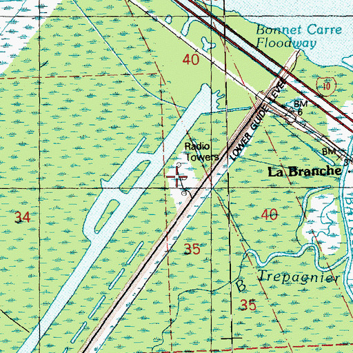 Topographic Map of WADU-AM (Norco), LA