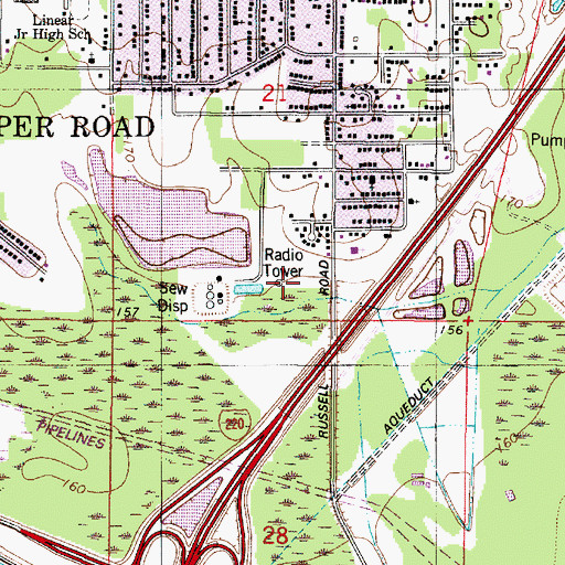 Topographic Map of KFLO-AM (Shreveport), LA