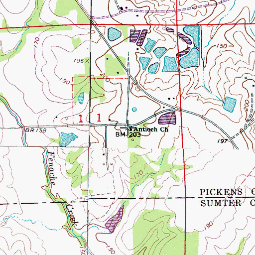 Topographic Map of Antioch Cemetery, AL