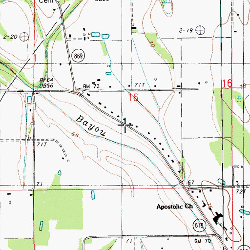 Topographic Map of KMAR-AM (Winnsboro), LA