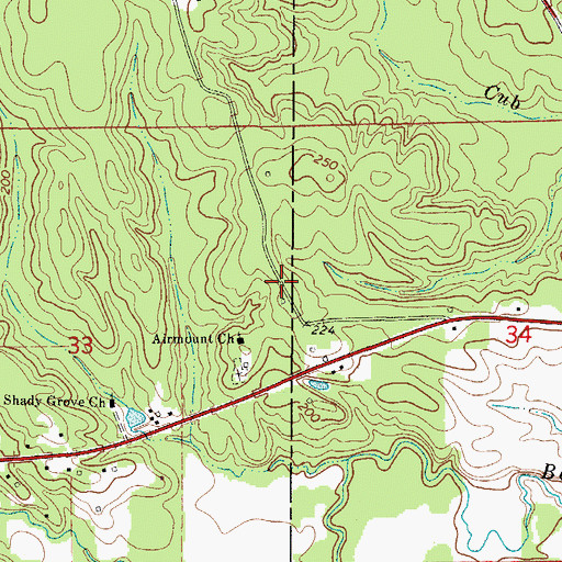Topographic Map of Air Mount Post Office (historical), AL