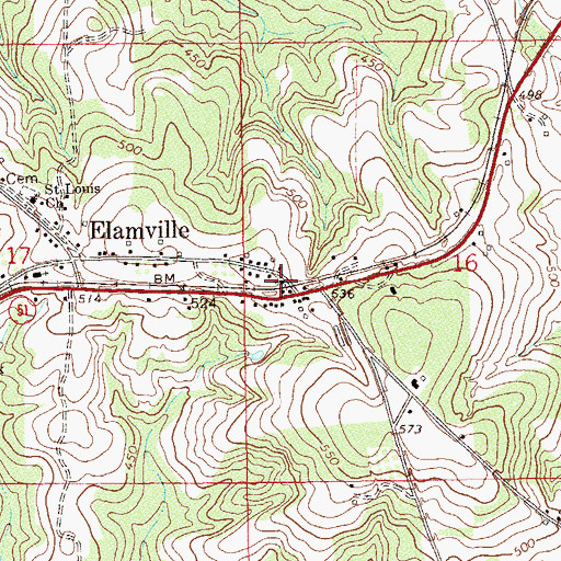 Topographic Map of Elamville Church, AL