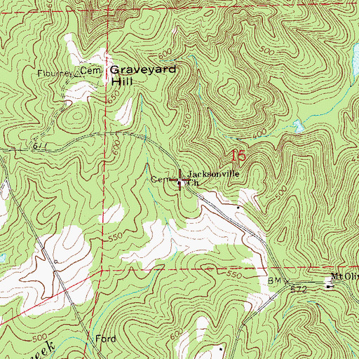Topographic Map of Jacksonville Cemetery, AL