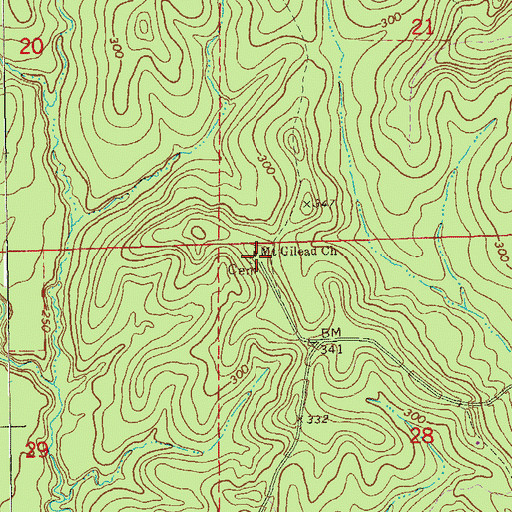 Topographic Map of Mount Gilead Cemetery, AL