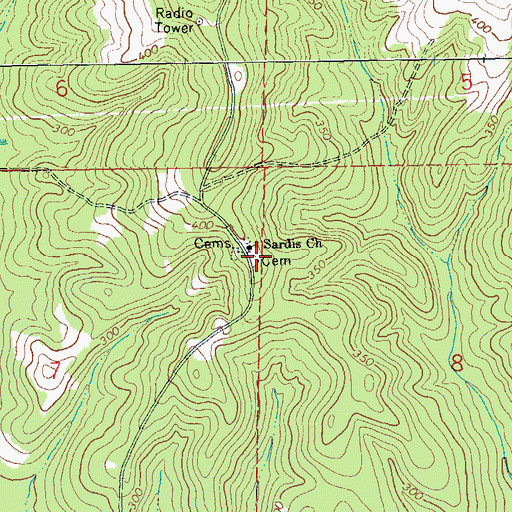 Topographic Map of Sardis Cemetery, AL