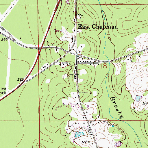 Topographic Map of Chapman Church, AL
