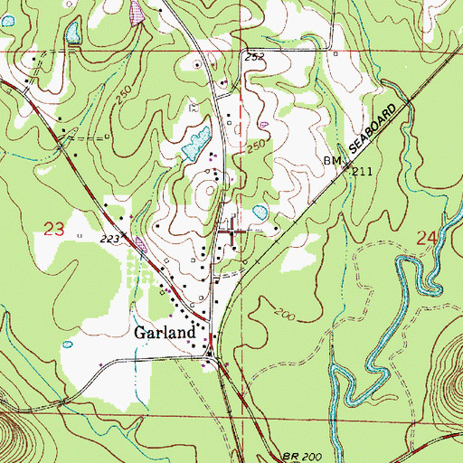 Topographic Map of Garland Church, AL