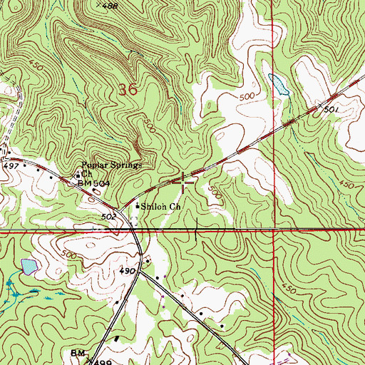 Topographic Map of Old Shiloh Cemetery, AL