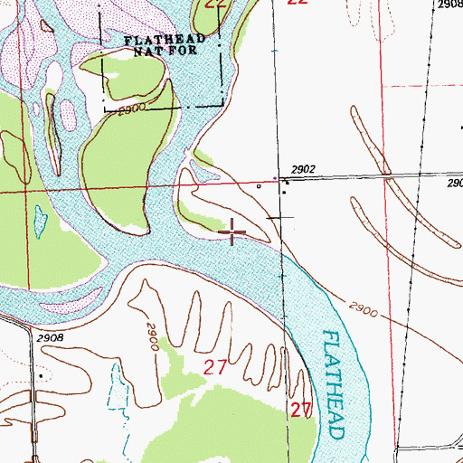 Topographic Map of 28N21W27AB__01 Well, MT