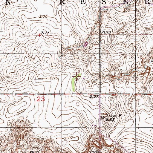 Topographic Map of 28N54E23AD__01 Well, MT