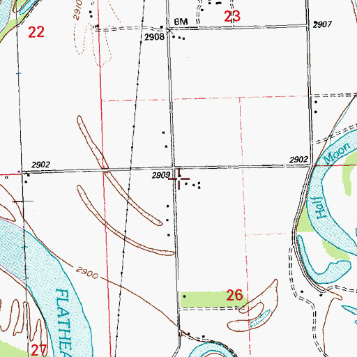 Topographic Map of 28N21W26BABA01 Well, MT