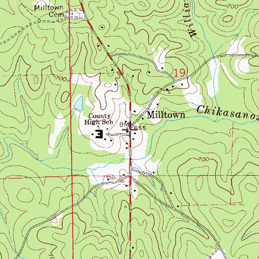 Topographic Map of Milltown Church, AL