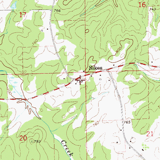 Topographic Map of Ridge Grove School (historical), AL