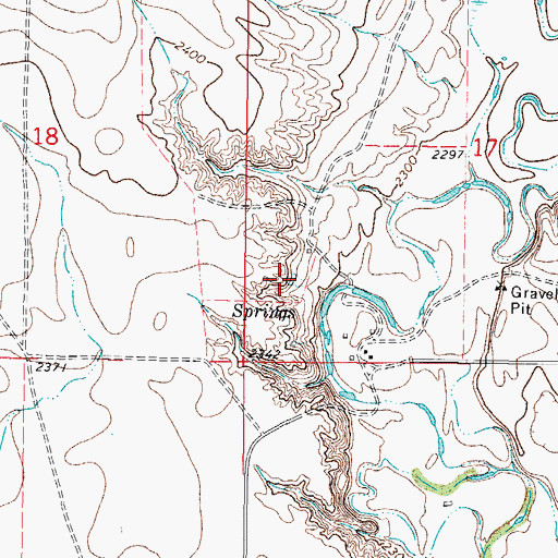 Topographic Map of 28N44E17CCBD01 Spring, MT