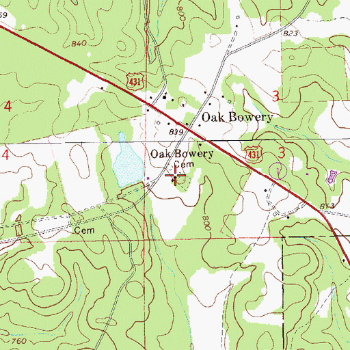 Topographic Map of Saint Luke Church, AL