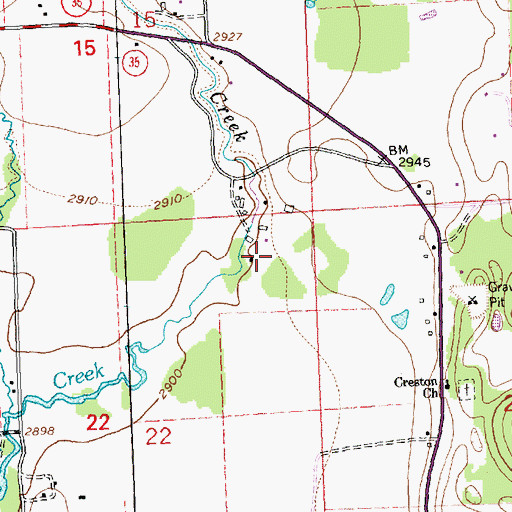 Topographic Map of 28N20W22AAAB01 Well, MT