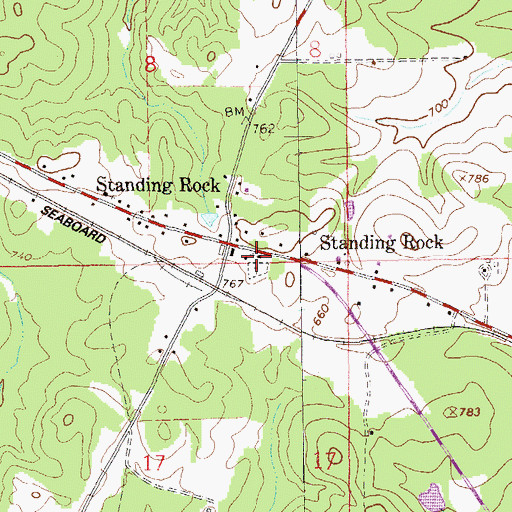 Topographic Map of Standing Rock Church, AL