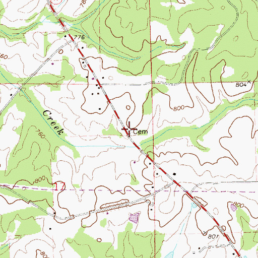 Topographic Map of Hill-Thompson Cemetery, AL