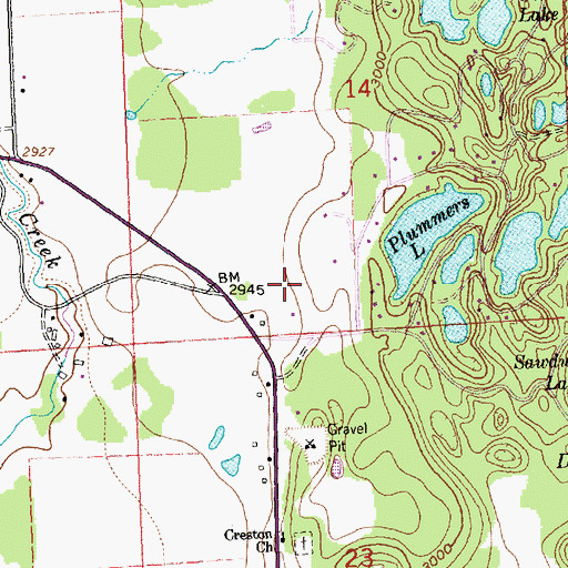 Topographic Map of 28N20W14CDCC01 Well, MT