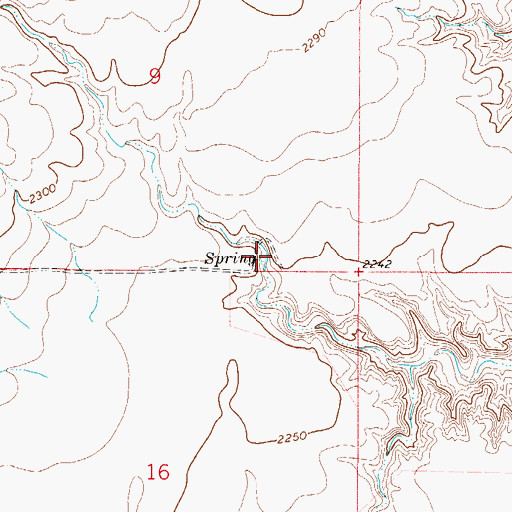 Topographic Map of 28N48E09DDCC01 Spring, MT