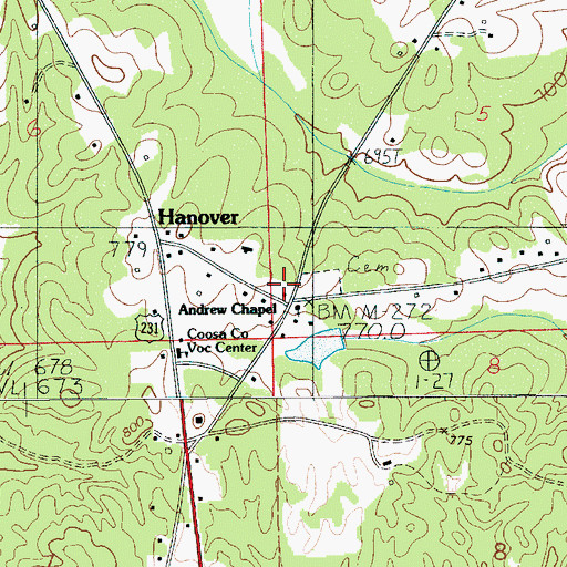 Topographic Map of Central High School, AL