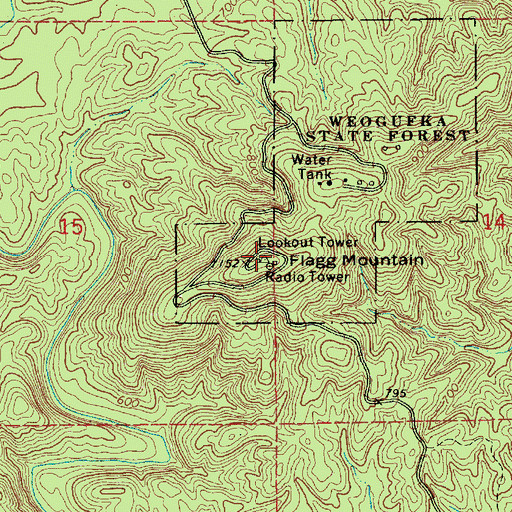Topographic Map of Flag Mountain Lookout Tower, AL