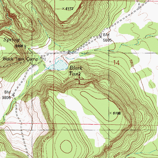 Topographic Map of Black Tank, AZ