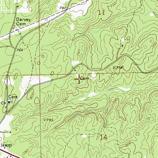 Topographic Map of Howard Cemetery, AL