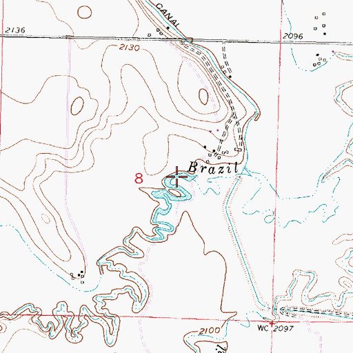 Topographic Map of 28N39E08ADCB01 Well, MT