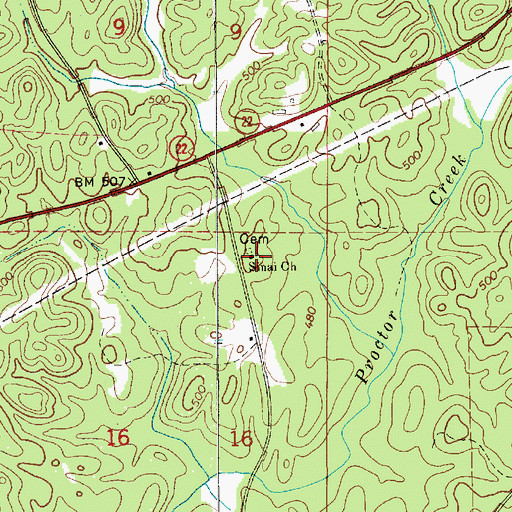 Topographic Map of Sinai Church, AL