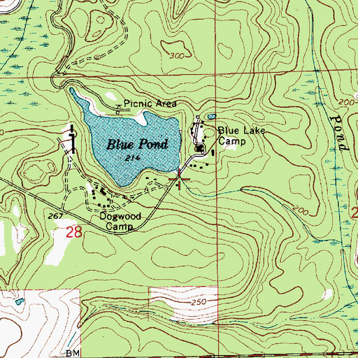 Topographic Map of Blue Lake Assembly Church, AL