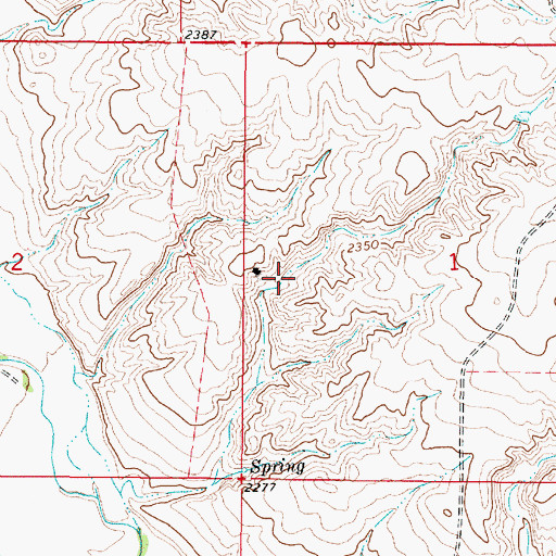 Topographic Map of 28N46E01CBBA02 Spring, MT