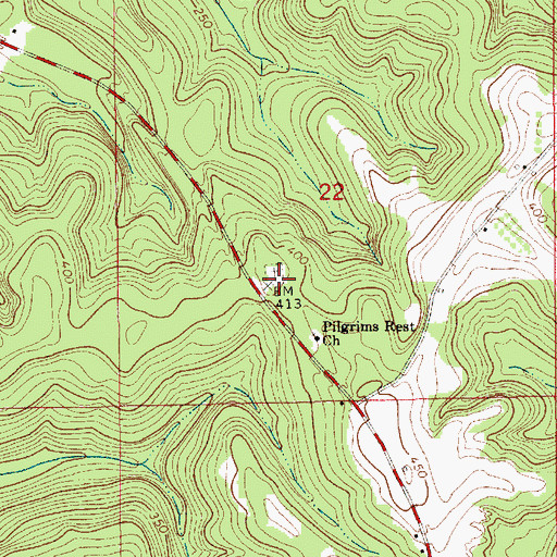 Topographic Map of Pilgrim Rest Cemetery, AL