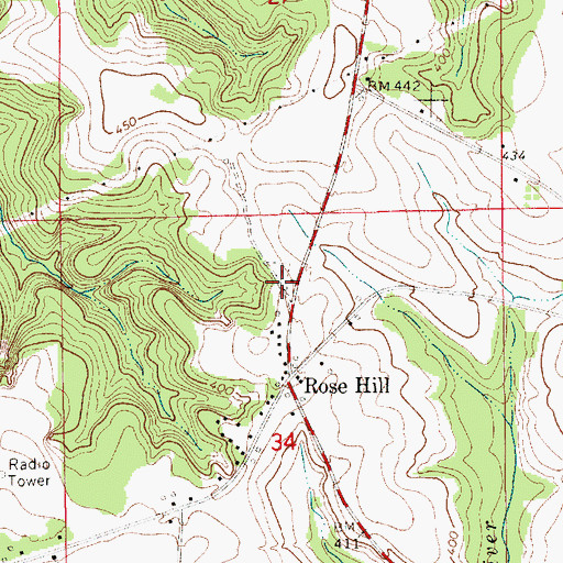 Topographic Map of Rose Hill Cemetery, AL