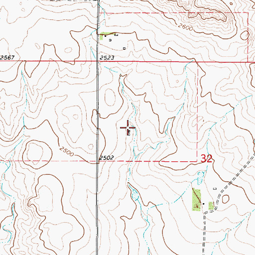 Topographic Map of 29N47E32BCAC01 Well, MT