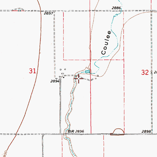 Topographic Map of 29N10E31DA__02 Well, MT