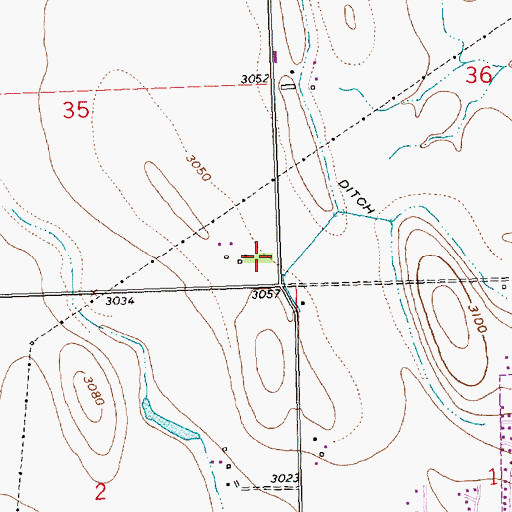 Topographic Map of 29N22W35DDDA01 Well, MT