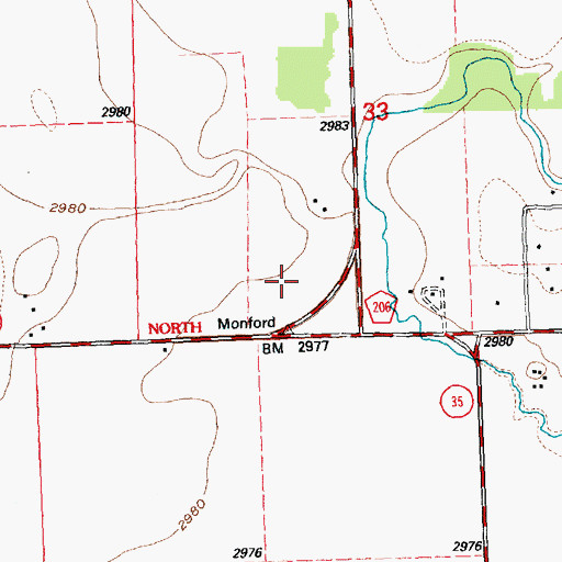 Topographic Map of 29N20W33DC__01 Well, MT